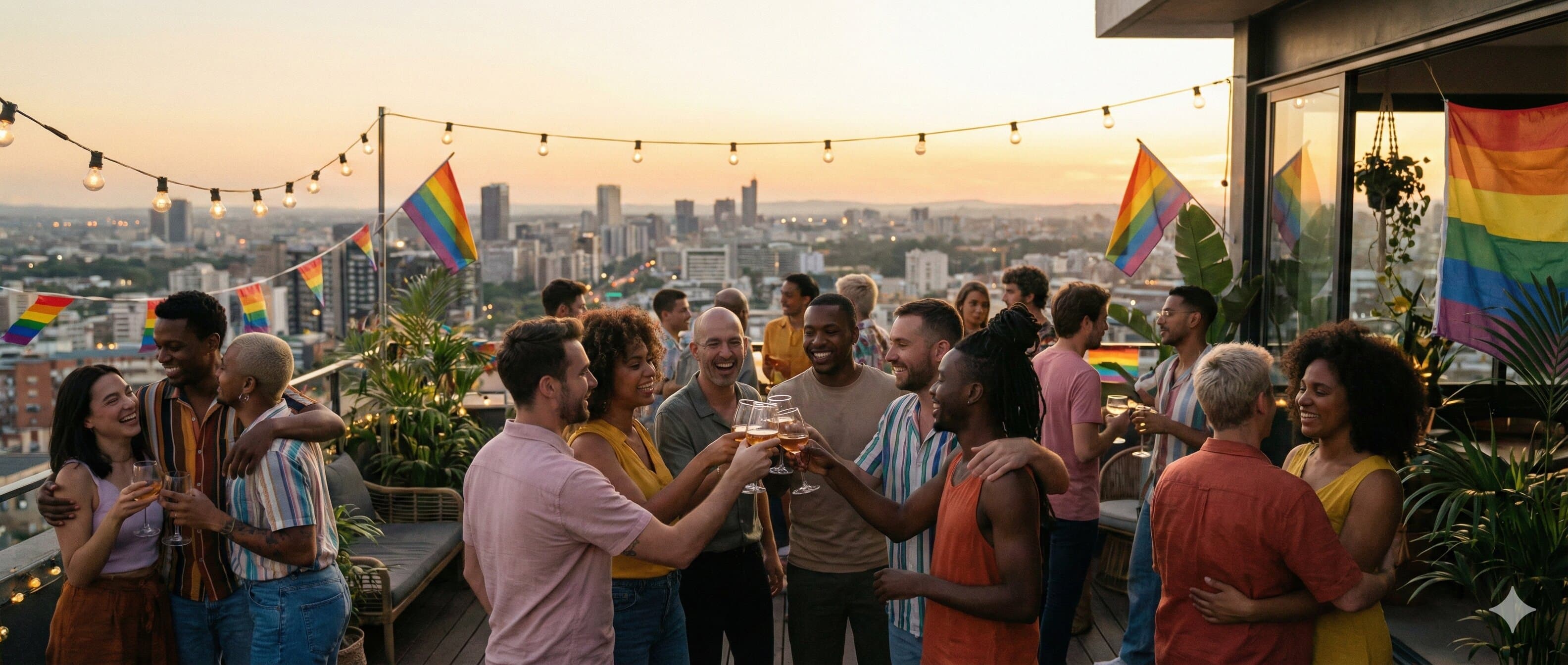 An LGBTQ+ community gathering above the city
