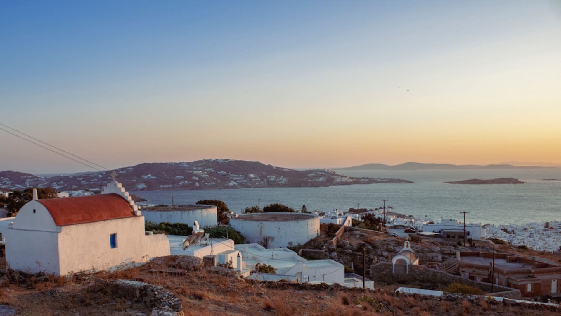 Mykonos city skyline